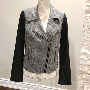 Daniel Rainn zip up blazer w/ vegan leather sleeve